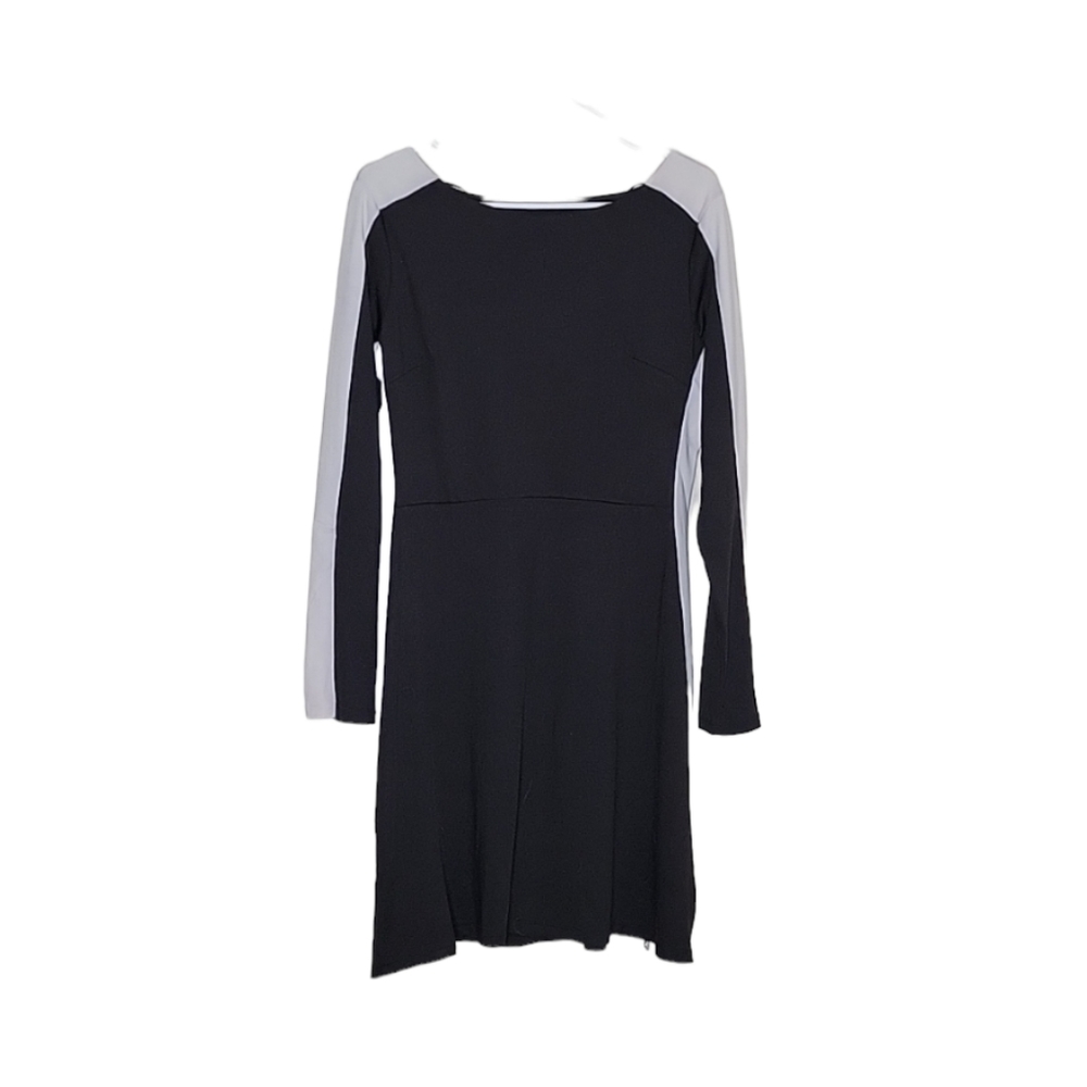 Harve Benard Black Dress with White Striped Sleeves